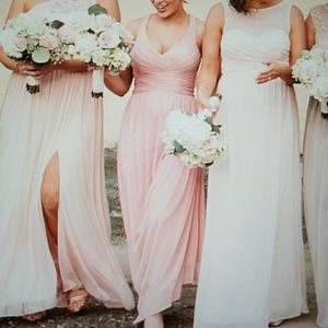 David's Bridal dress: mesh long crisscross back